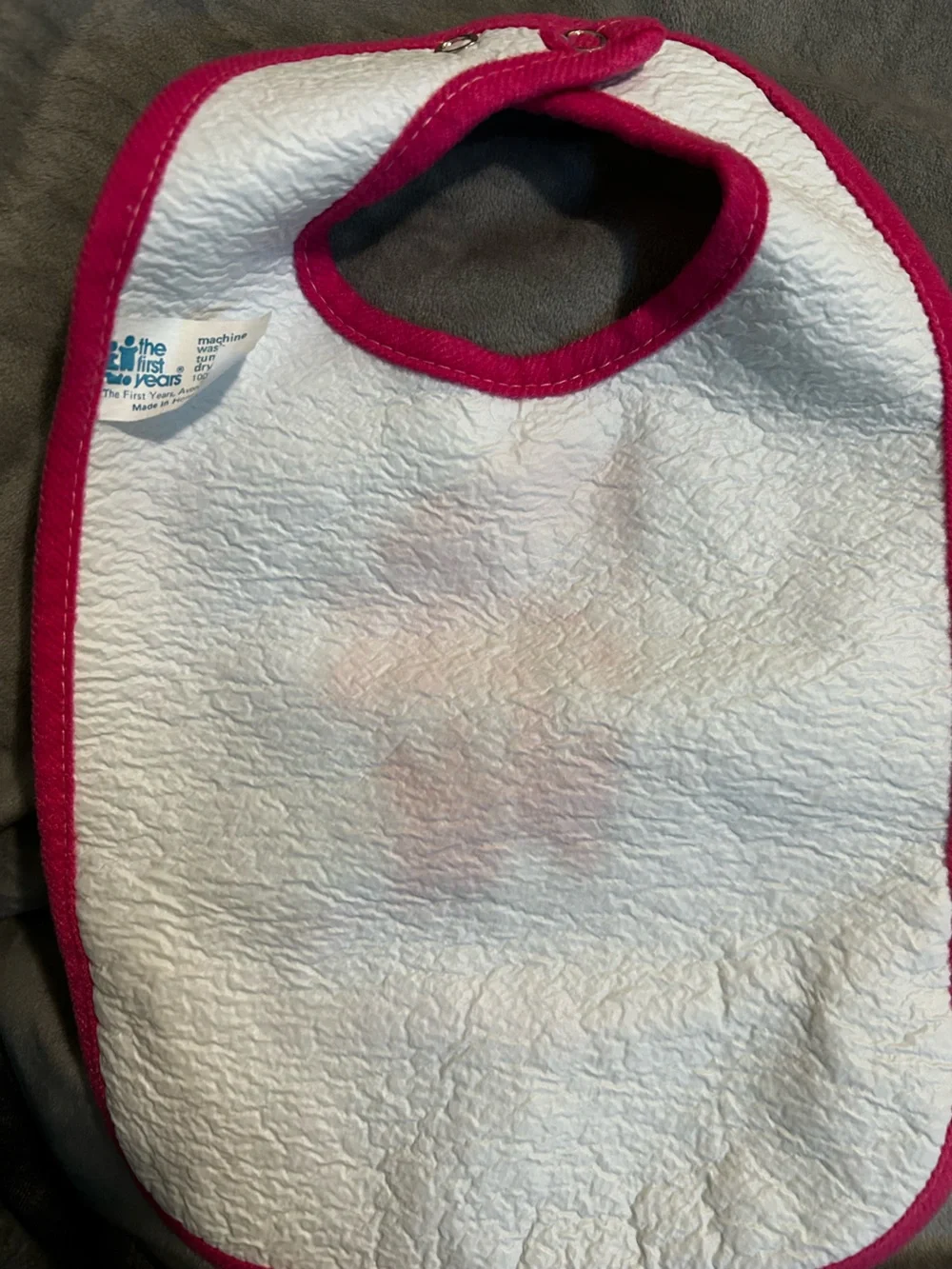 Vintage Pink Trim Baby Bib with Floral lamb Design
